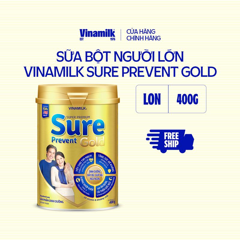 Hộp Sữa bột cho người lớn tuổi Vinamilk Sure Prevent Gold Hộp thiếc 400g