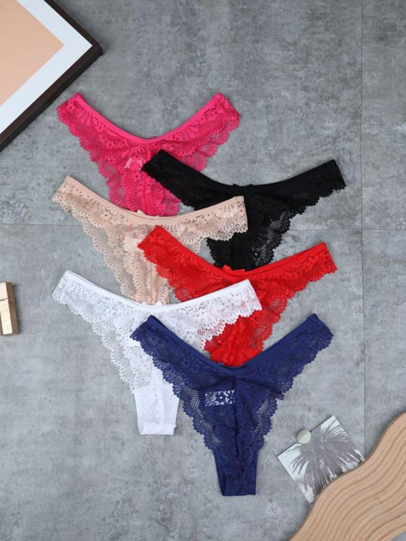 Product Introduction of Women's Contrast Lace Thong, Intimate products, Soft Comfy Breathable Panty for Daily Wear, Women's Underwear for All Seasons 2