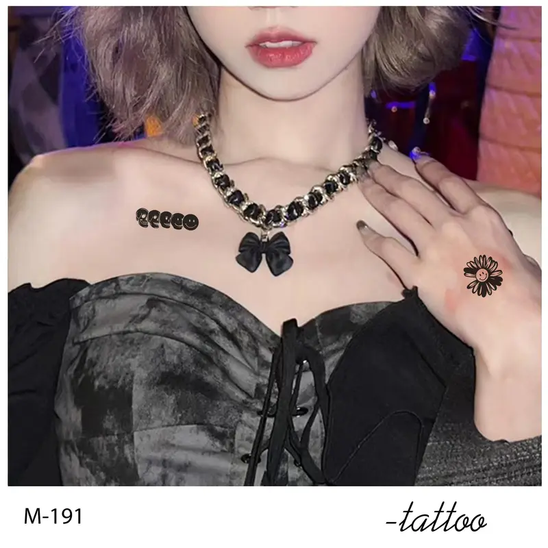 Zoar M-192 Stiker Tato Temporary Semi Permanen 【Combo ecg】Tahan lama Tattoo menempel dekorasi seni untuk pria dan wanita 2