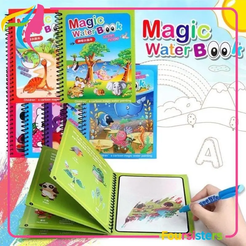 [FS] 3pc Mainan Edukasi  Magic Water Book Buku Mewarnai Mainan Air Bersih Rumah Kado Bayi Doodle