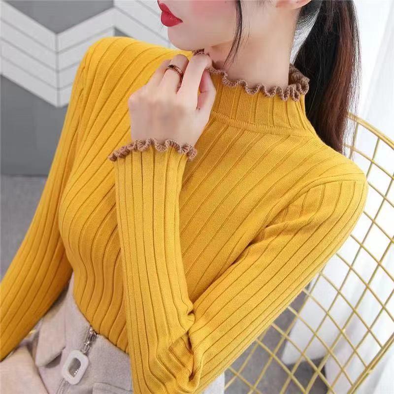 Autumn long-sleeved T-shirt, bottomed shirt, fungus rimmed top 5