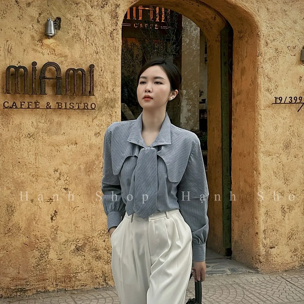 Somi xanh kẻ thô bông ( dài + ngắn tay ) - Luu Hanh