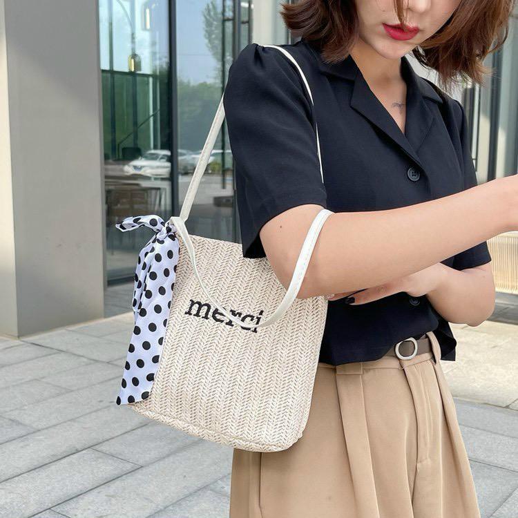 Product Introduction of Túi cói merci có thắt nơ chấm bi 4