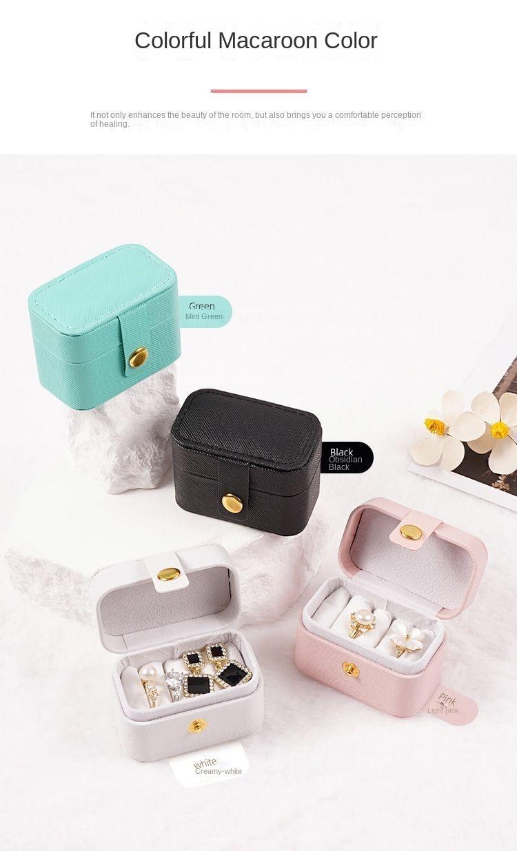 Product Introduction of Waterdrop-shaped jewelry box [Portable Storage Box] New model Leather Mini Jewelry Box Portable Travel Earrings Ear Rings Jewelry Storage Box Ring Storage Box 4