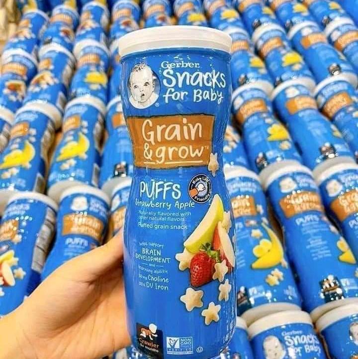 Bánh ăn dặm Gerber ngôi sao ngũ cốc, trái cây nội địa Mỹ cho bé 8m+