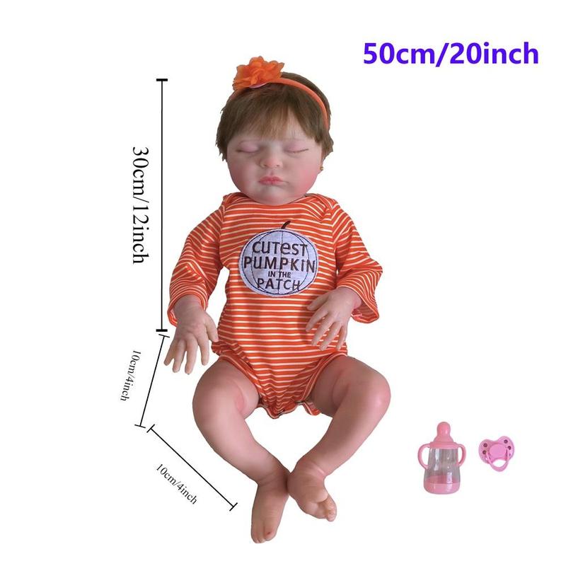 Realistic Reborn Sleeping Doll, 1 Box Cute Soft Silicone Newborn Doll, 20 Inch Alive Soft Cute Play House Toy, Handmade Gift for Child 1