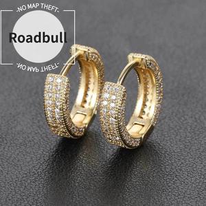ROADBULLメンズヒップホップスタイルのユニセックスイヤリング,エレガントなデザイン,キュービックジルコニア飾りり,シルバーメッキ銅およびゴールドメッキ仕上げ,ファッショナブルなアクセサリー,人気のあるの製品.