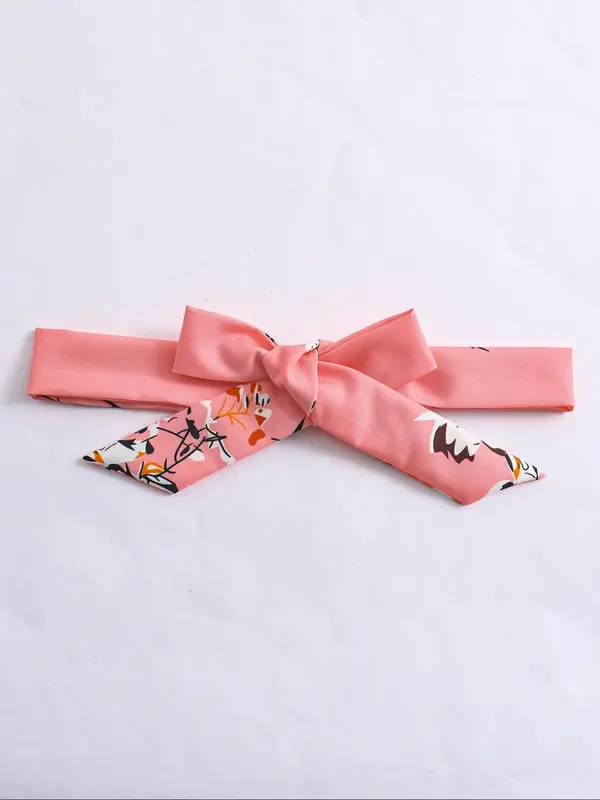 Girl's Floral Print Belted A Line Dress, Elegant Butterfly Sleeve Keyhole Back Dress for Summer, Kids Clothes for Daily Wear 3