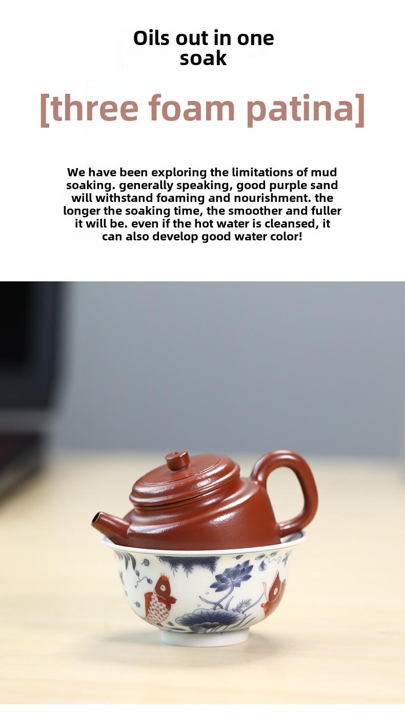Product Introduction of # Zisha Teapot# Life-Long Fidelity Yixing Zisha Teapot Handmade Famous Authentic Tea Size Capacity Tea Set Suit Yixing Zisha Teapot Wrinkled Cinnabar Single Tea Making Dezhong Teapot 7