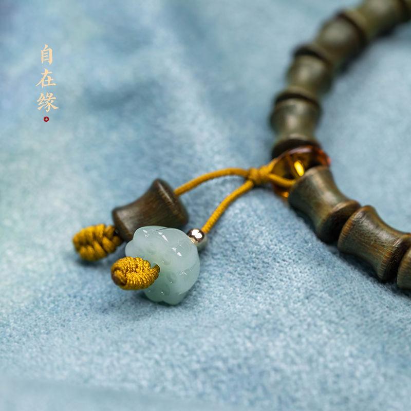 Vòng tay hạt gỗ đàn hương Xanh Lá dành cho nam và nữ, vật liệu cũ đích thực, hạt tre Phụ Kiện Đeo Tay Lịch Voi 4