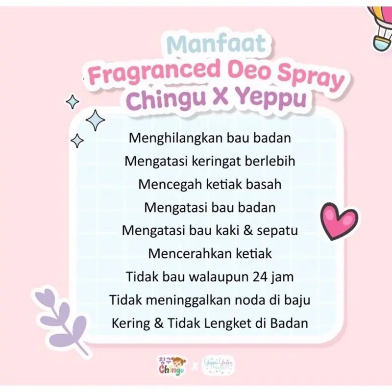 Deodorant Spray Chingu x Yeppu Yeppu Official Deo Spray Fragrance 30 ml Roll On Ketiak 1