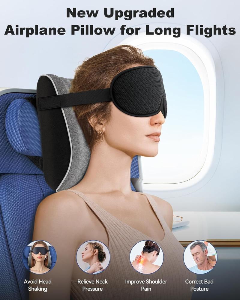 TikTok Shop Neck Pillows for Travel Memory Foam Travel Neck Pillow with 3D Eye Mask Travel Pillows for Sleeping Airplane Prevents Head Forward Airplane Pillow for Long Flight Car Train Home Office Gre...