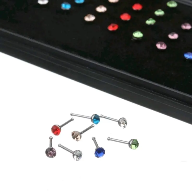 1 Box Anting Tindik Hidung Permata 1,5 mm bahan titanium ( A. box) 3