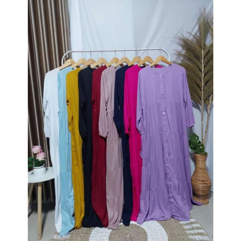 Product Introduction of gamis susun rayon polos gamis super adem 0