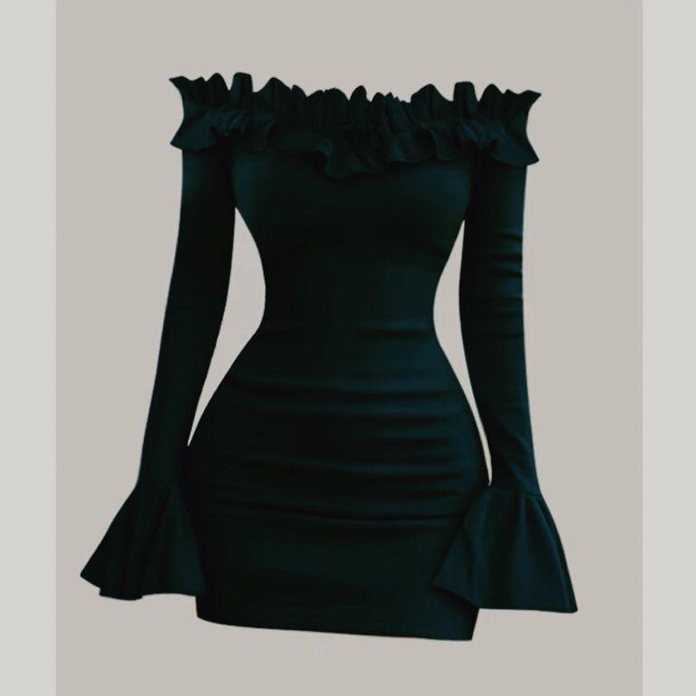 Váy Trễ Vai Xếp Nhún Phong Cách Xã Hội Thanh Lịch, Dành Cho Nữ, Váy Ngắn Bodycon Gợi Cảm, Hàng Mới Về Mùa Thu 2025 3