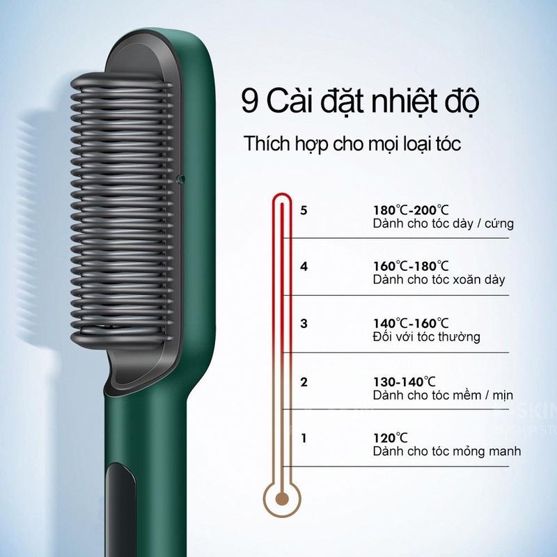 Lược Điện Chải Tóc Tạo Kiểu, Lược Điện Chải Tóc Đa Năng Uốn Thẳng 3 in 1 cao cấp chuyên nghiệp Nữ Uốn Tóc Máy Uốn Tóc(giao màu ngẫu nhiên)