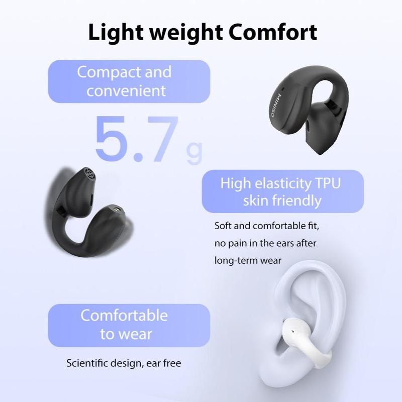 MINISO X29 Wireless Earphone, Clip-ear Design Earphone with Touch Control Display, Stereo Sound Wireless Earbuds for Sports, Gaming, Calling, Video, Headphones 3