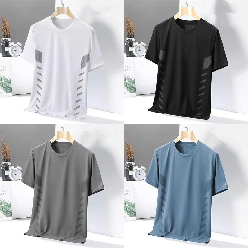 Product Introduction of Men's Dri-fit Shirt Fashion Quick-Dry Solid Color Ice Silk Mesh T Shirt Summer Cool Short Sleeve Casual Dri-Fit Basic Tops for Men 2