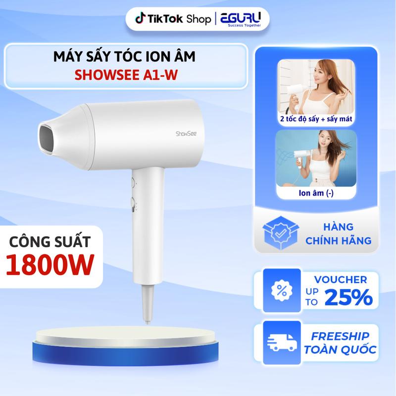 [LIVE] Máy Sấy Tóc Ion Âm Showsee A1-W Công Suất 1800W Chống Xù Rối, Khô Tóc Thiết Kế Nhỏ Gọn - Bảo Hành 12 Tháng Women 0