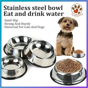 Bundling Pet Bowl Stainless Steel – Mangkok Makan & Minum Kucing Anjing Anti Selip | Wadah Makanan Hewan