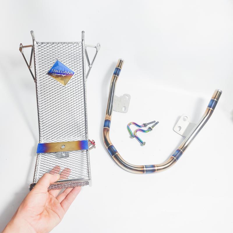 [Tặng 2 móc treo đồ titan]  COMBO Baga lưới xiken + Tay Xách Khò màu inox 304 lắp xe wave alpha 50/100/110cc/RSX cực chất Phụ Kiện Phụ Tùng Xe cảng  titan cảng wave  kieng