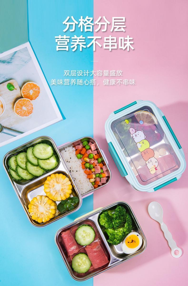 Product Introduction of 304 Stainless Steel Insulated Lunch Box for Students, Double Layer Compartment Bento Box, Office Workers' Lunch Separator Type, Canteen Meal Box 2