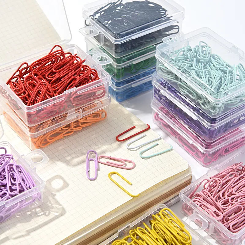 50pcs/Box Color Paper Clips, Macaron 28mm Hand Account Decoration Bookmark Paperclip