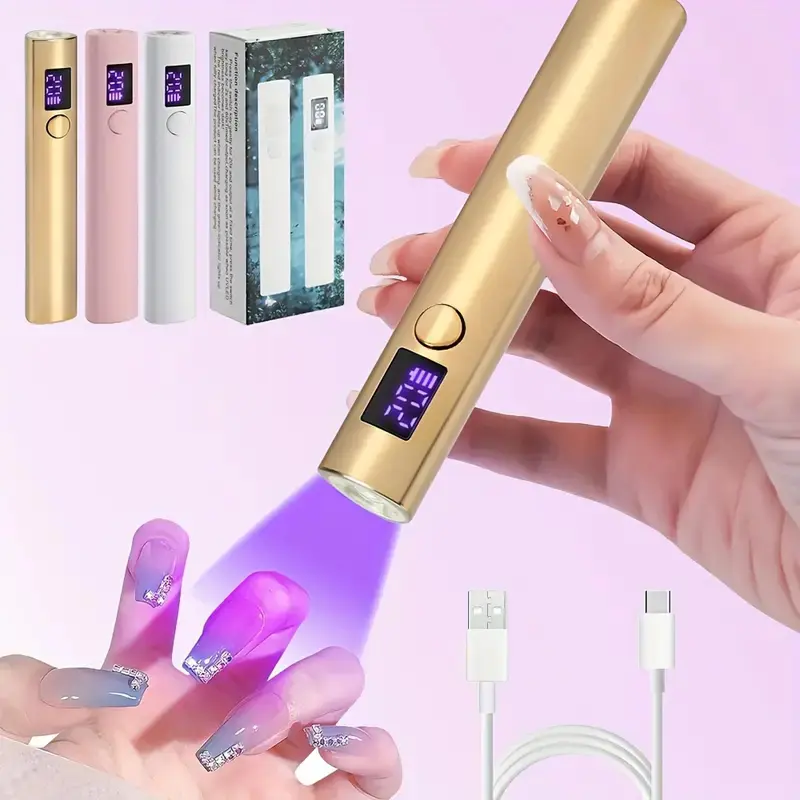 New Nail Tools, Hand-Held UV Nail Lamp, Small UV Lamp for Gel Nail, Rechargeable USB Nail Drying Lamp with LED Screen and Timer, Portable LED Nail Flashlight, Female Nail Gifts