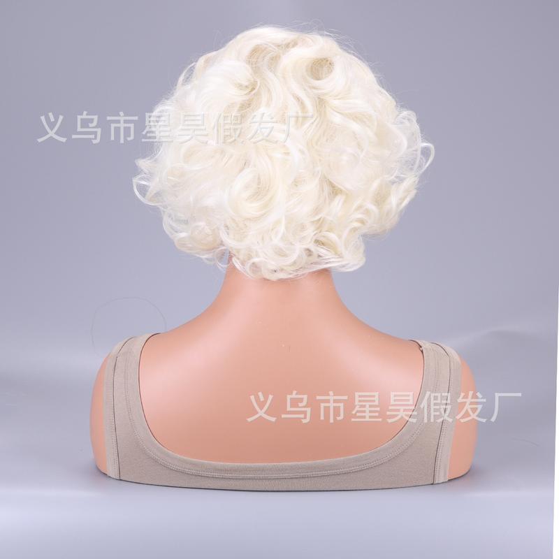 Product Introduction of European and American New Wig White Side Short Curly Wavy Wig High Temperature Chemical Fiber Silk Cross-Border Wholesale Daily Wig Buy with Confidence 2
