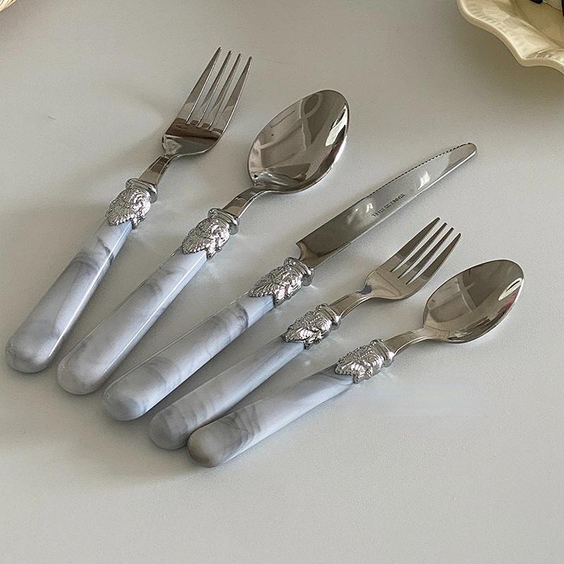 Retro Cutlery Set Stainless Steel Spoon Fork Steak Knife Tableware 3