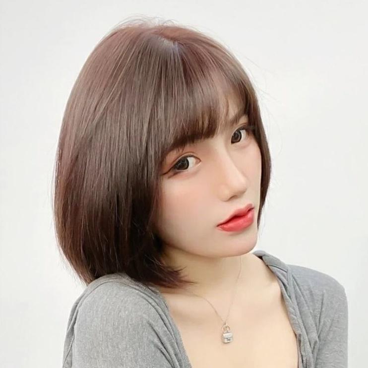 Wig for Women,Wig Women's Short wig, Short Straight Wig, Korean Style Wig, Chemotherapy Wig, Student Round Face Bobo Head Wig, Fashion Whole Top, Age Reducing Wave Head Wig 6