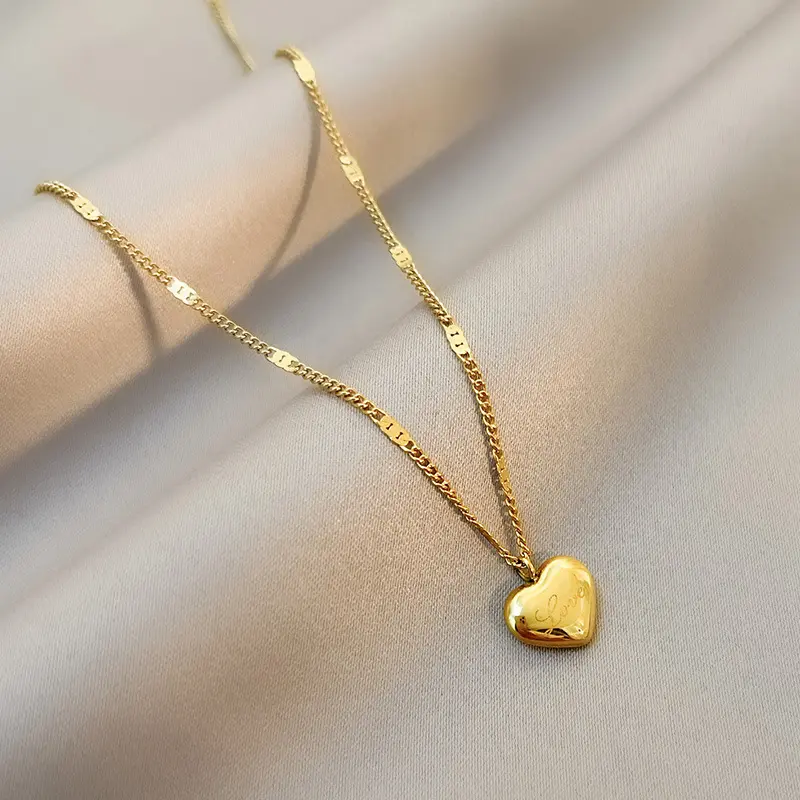 Love Heart Necklace 2025 - Titanium Steel Adjustable Collarbone Chain for Women, Minimalist Heart Pendant Jewelry with Summer New Design, Affordable Luxury Gift for Her Birthday Anniversary