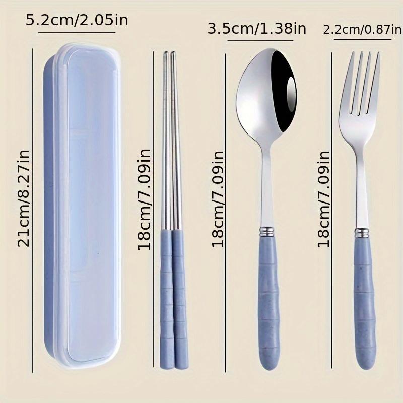 Product Introduction of Portable Cutlery Set with Case, 4 Counts/set Including Spoon, Fork & Chopsticks, Reusable Tableware Set for Lunch, Camping, School, Picnic 13