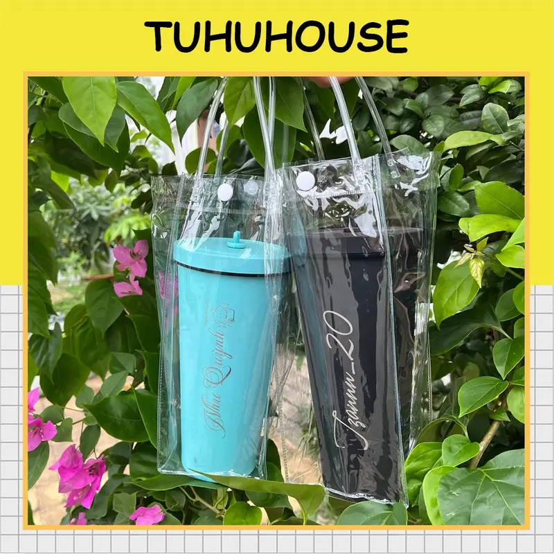 Túi trong suốt đựng bình ly giữ nhiệt khắc tên theo yêu cầu - TUHUHOUSE 0