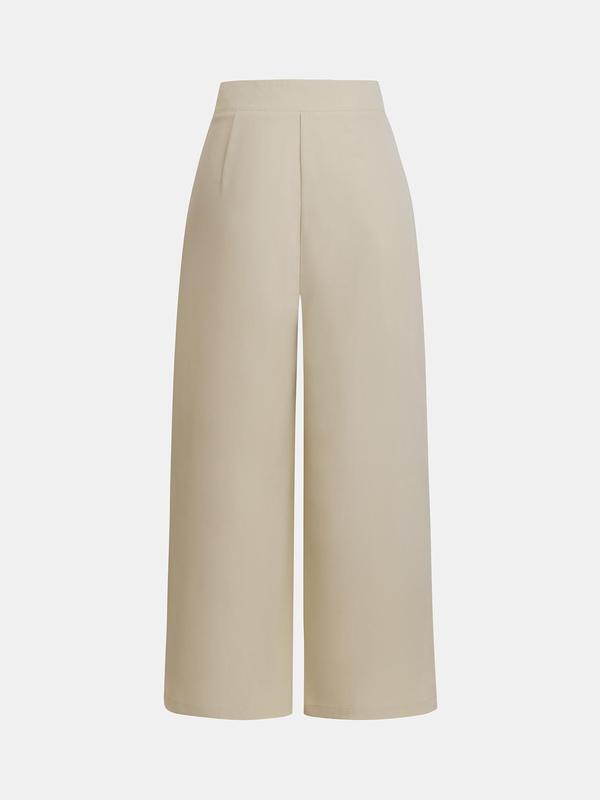 YOZY Women's Solid Plicated Tie Front Straight Leg Pants, Casual Comfy High Waist Trousers for Summer, Fashion Women's Bottoms for Daily Wear 1