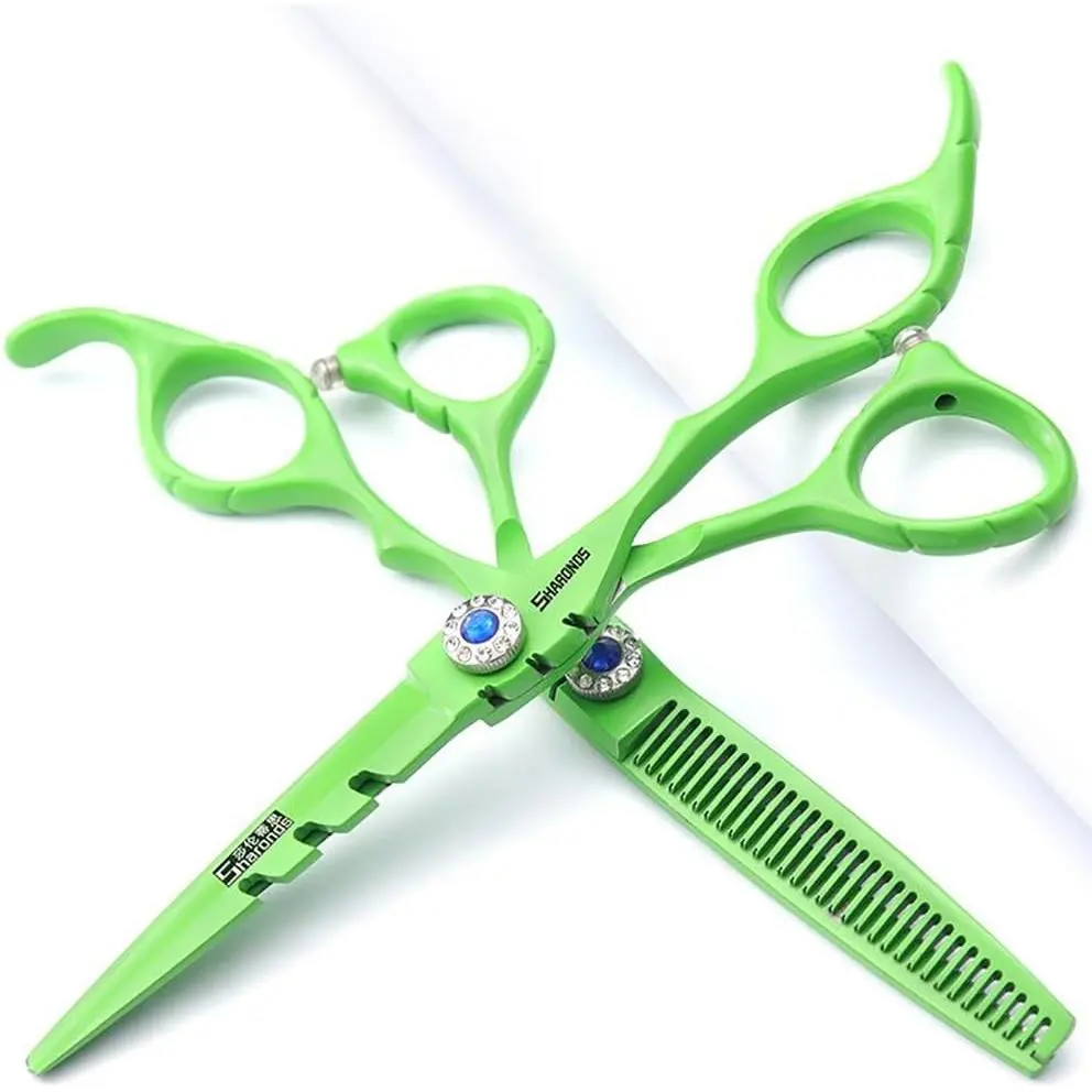 6 Inch 440C High Hardness Stainless Steel Hair Scissors Hair Salon Hair Stylist Cutting Thinning Tool Barber Special (scissors set) (6 inch 2pc-C) Haircare Heatless