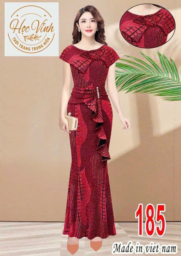 Product Introduction of Dress m185 . ĐẦM TRUNG NIÊN THIẾT KẾ ĐI TIỆC. ĐẦM DẠ HỘI ĐUÔI CÁ CHE KHUYẾT ĐIỂM SIÊU XINH  Women 3
