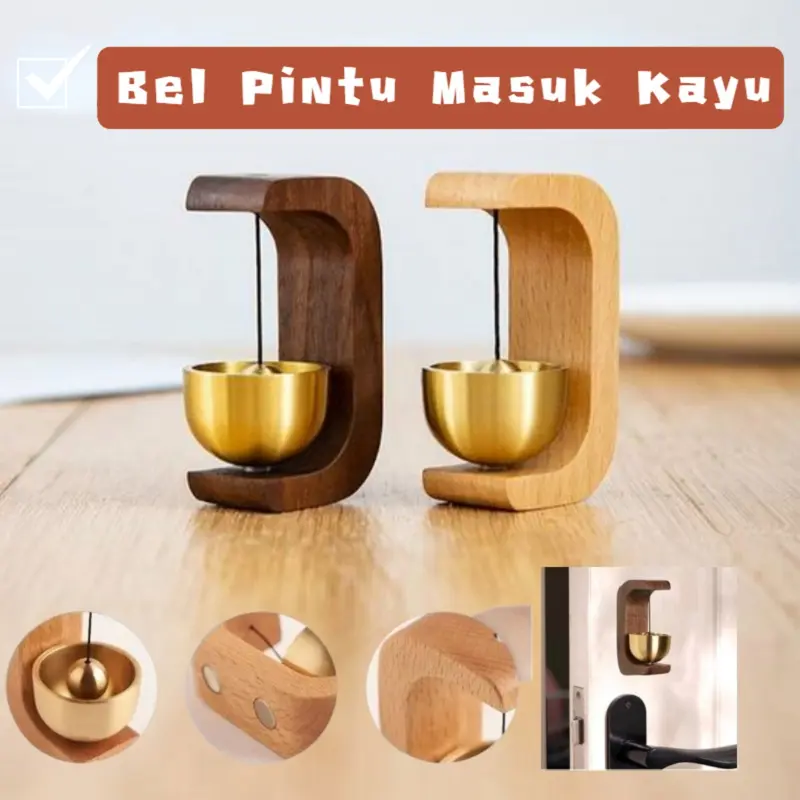 Bel Pintu Masuk Kayu/Aksesori Stiker Bel Kulkas/Bel Pintu Kuningan/Gantungan Hadiah Pindah Rumah/Bel Pintu Kuningan/Dekorasi Rumah 0