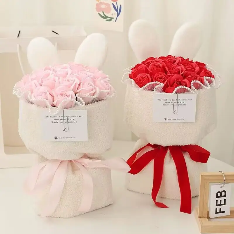Bó hoa sáp tai thỏ  siêu dễ thương. quà tặng người yêu . quà tặng sinh nhật ngày lễ...valentine, 8/3 3