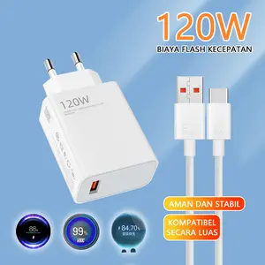 Fast Charger 120W 6A Cocok Untuk Android Turbo Charge Untuk oppo Kepala Pengisi Daya Super Cepat Kabel Data Typec Ponsel Pintar Pengisi Daya 120W hp type Charging
