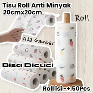 Tisu Kain Lap Dapur bisa dicuci Roll 50 Lembar Kain Lap Minyak Dapur Gulungan Serbaguna Tisu Dapur Roll Cuci Piring Multifungsi Penyerap minyak