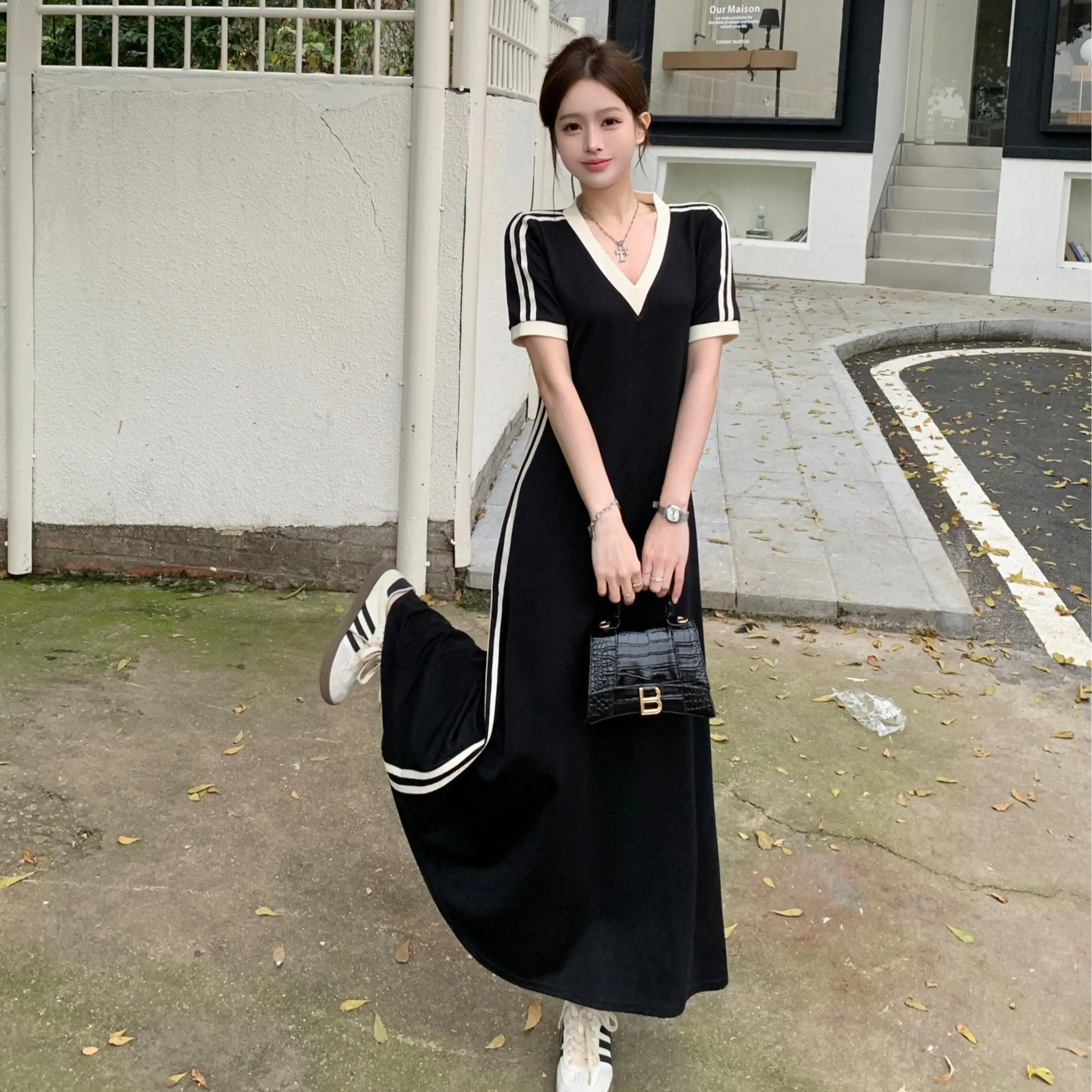 คอลเลคชั่นใหม่ เดรสยาวพลัสไซส์เก็บพุงพรางผอม ชุดเดรสแฟชั่นผู้หญิง เดรสสาวสาวอวบ ชุดเดรสสวยหรูดูแพง Clothing Dress Lady