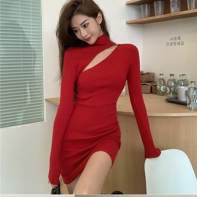  Đầm Body Dài Tay Cổ Lọ Khoét Vai D30 Vô Cùng Gợi Cảm Phong Cách Hàn Quốc Dễ Mặc Phù Hợp Với Nhiều Hoàn Cảnh Nữ Đen 