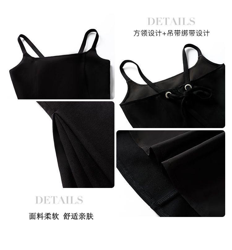 Product Introduction of Korean style sleeveless camisole black dress for women, fashion Retract your waist casual solid color A-line short skirt Summer 2