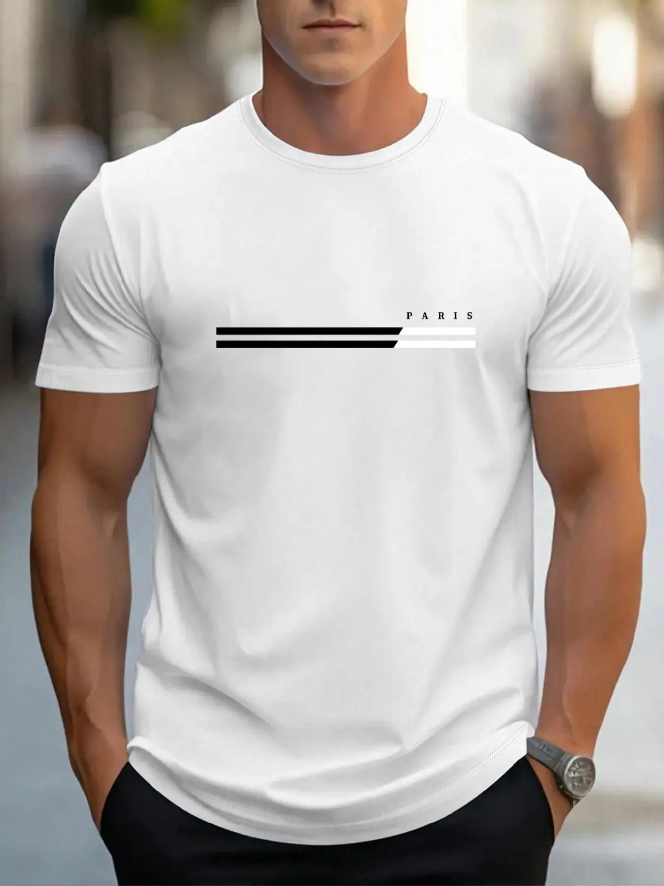 Men's Letter Print Round Neck Tee, Regular Fit Casual Short Sleeve Crew Neck T-Shirt for Summer, Fashion Men's Top for Daily Wear