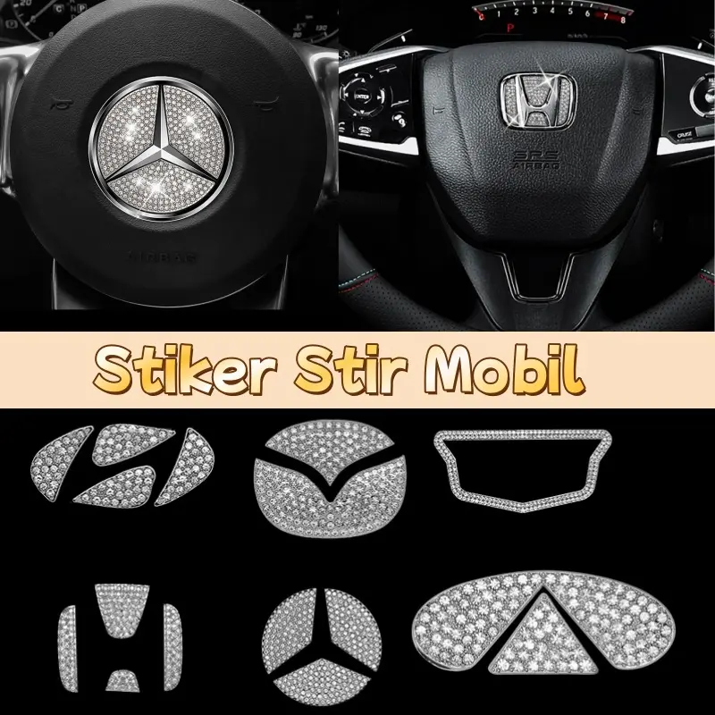 Stiker Stir Mobil /Logo Stir Mobil Bling Berlian Imitasi Stiker Untuk/Sticker Emblem Logo Stir Mobil Bling Car Bling Berlian Imitasi