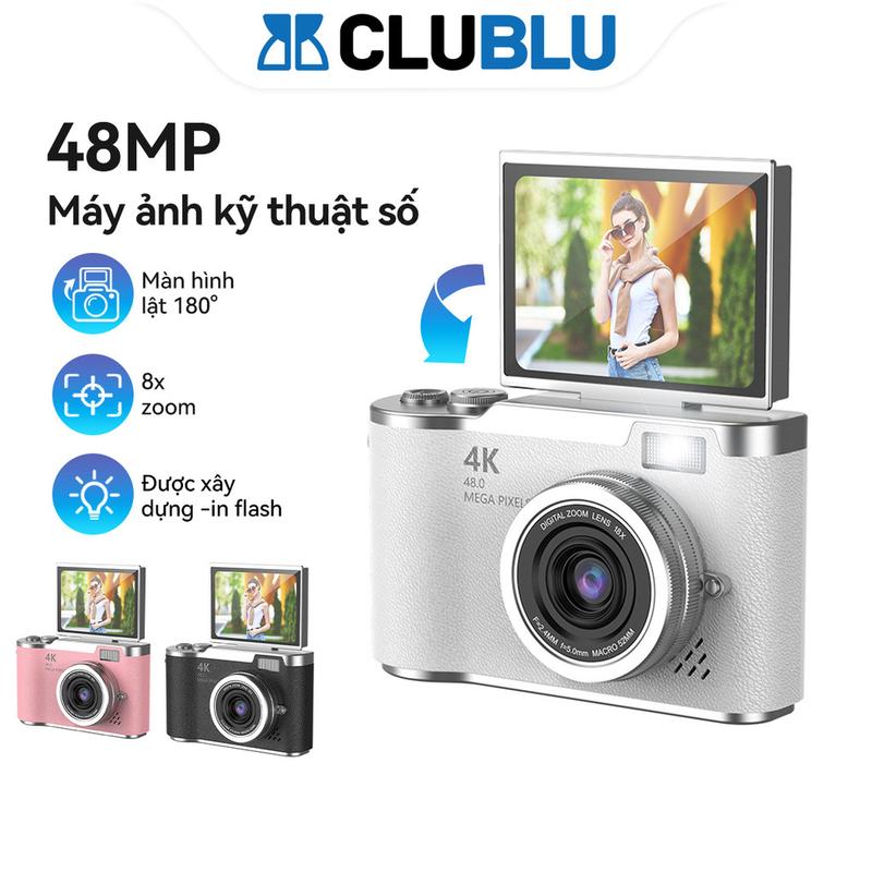  CLUBLU Máy Ảnh Mini Selfie Màn Hình Lật HD MỚI LK-007 48MP Đèn LED Bổ Trợ Hoàn Hảo Cho Học Sinh 