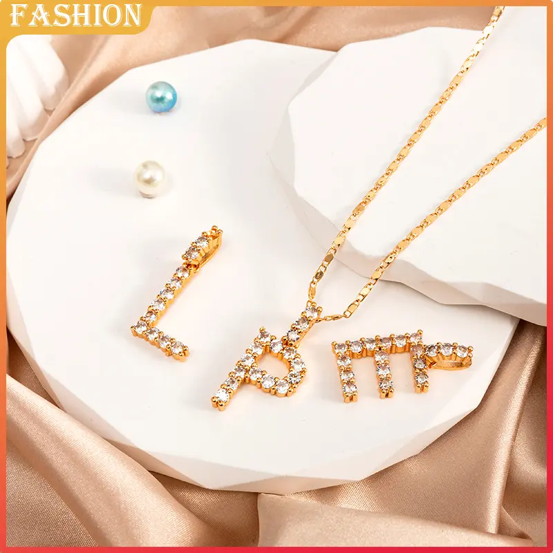 S-394 COD Kalung Huruf Trend Fashion Populer Aksesoris Wanita Premium gold perhiasan Titanium 4