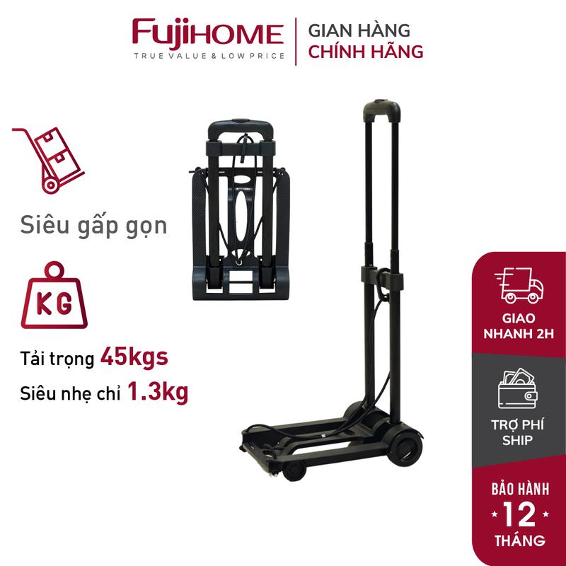 Xe đẩy hàng gấp gọn đi chợ mini FUJIHOME HT-245,xe kéo hàng đi chợ gấp gọn mini siêu thị đa năng-tặng dây buộc[BH 1 năm]