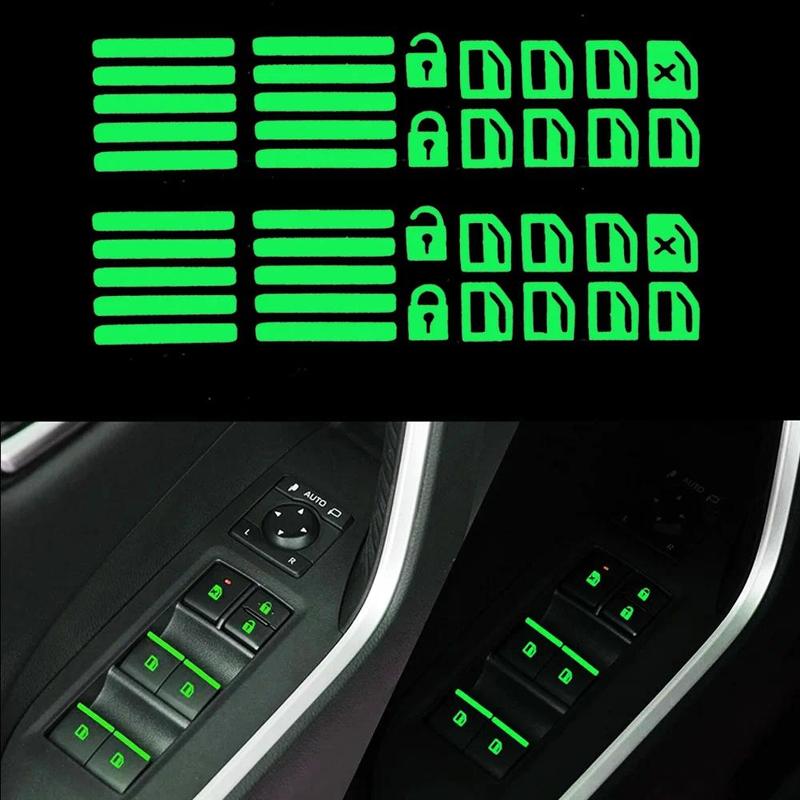 Product Introduction of Luminous Window Button Sticker Fluorescent Windows Lifter Door Switch Stickers Night Safety Decal Car Interior Decals Auto Part 1